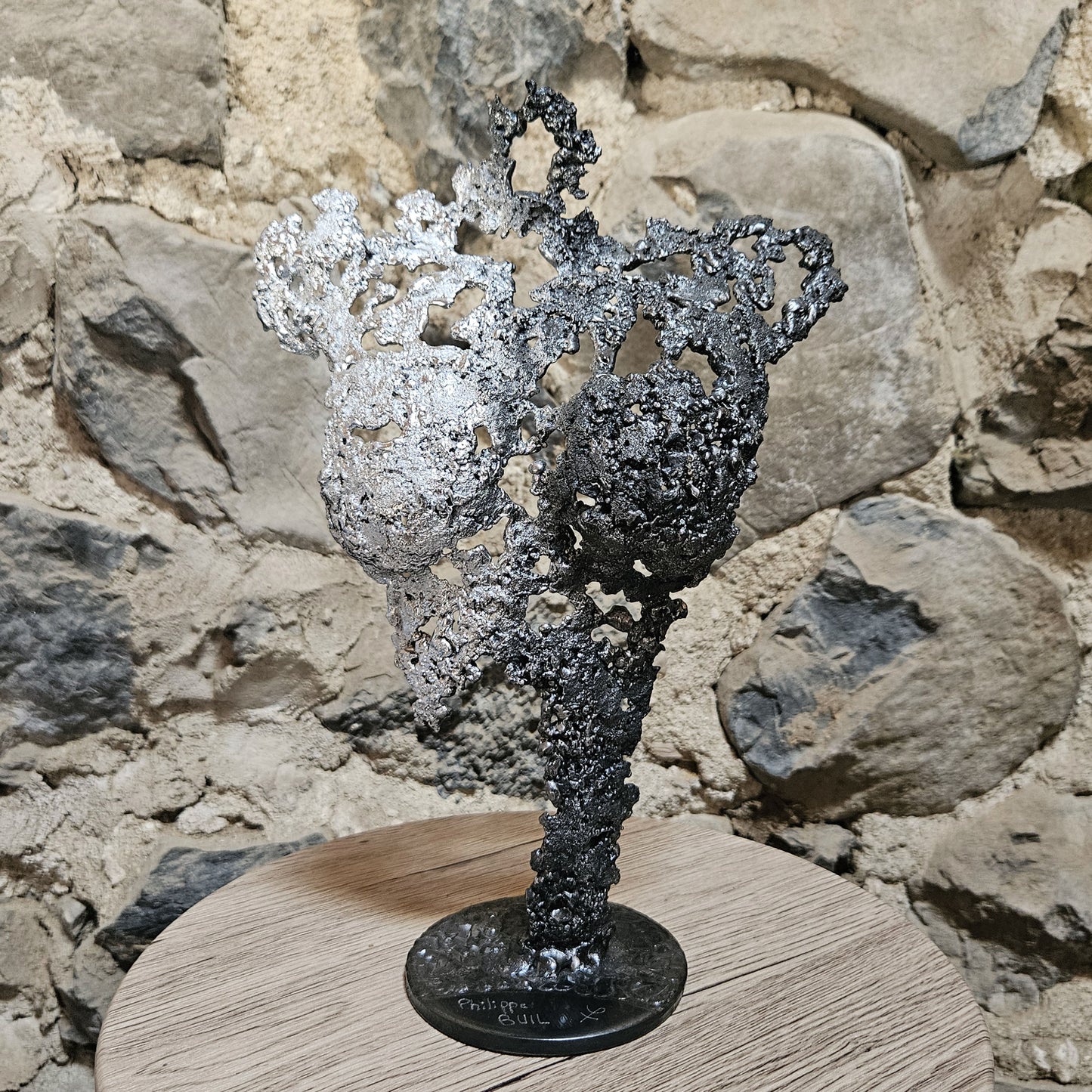 Pavarti Rose - Sculpture corps de femme dentelle métal acier et chrome