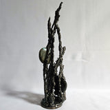 Labradorite 32-15 - Sculpture abstraite dentelle metal acier et pierre