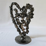 Coeur 4-25 - Sculpture coeur en dentelle de métal bronze et acier