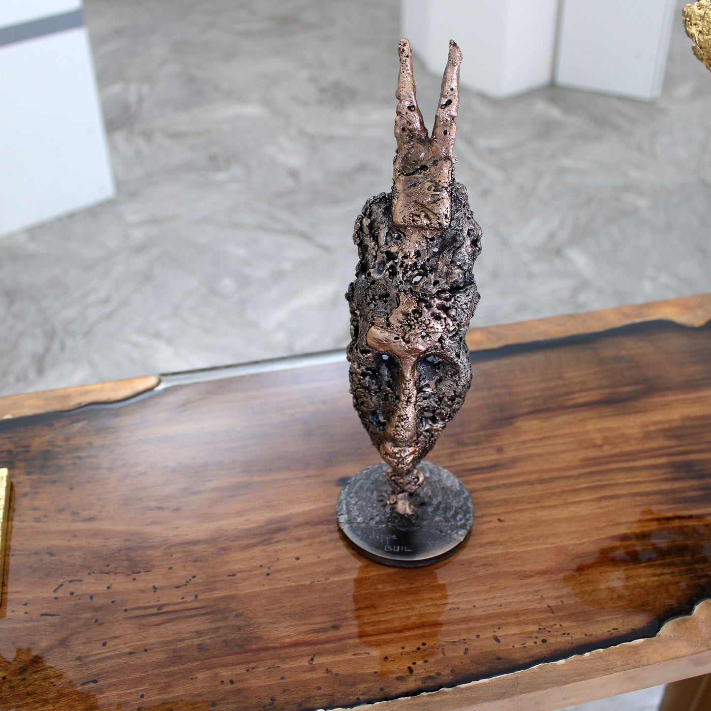 Masque Africain Mardi 42-23- Sculpture metal série de 7 masques semainiers sénégal