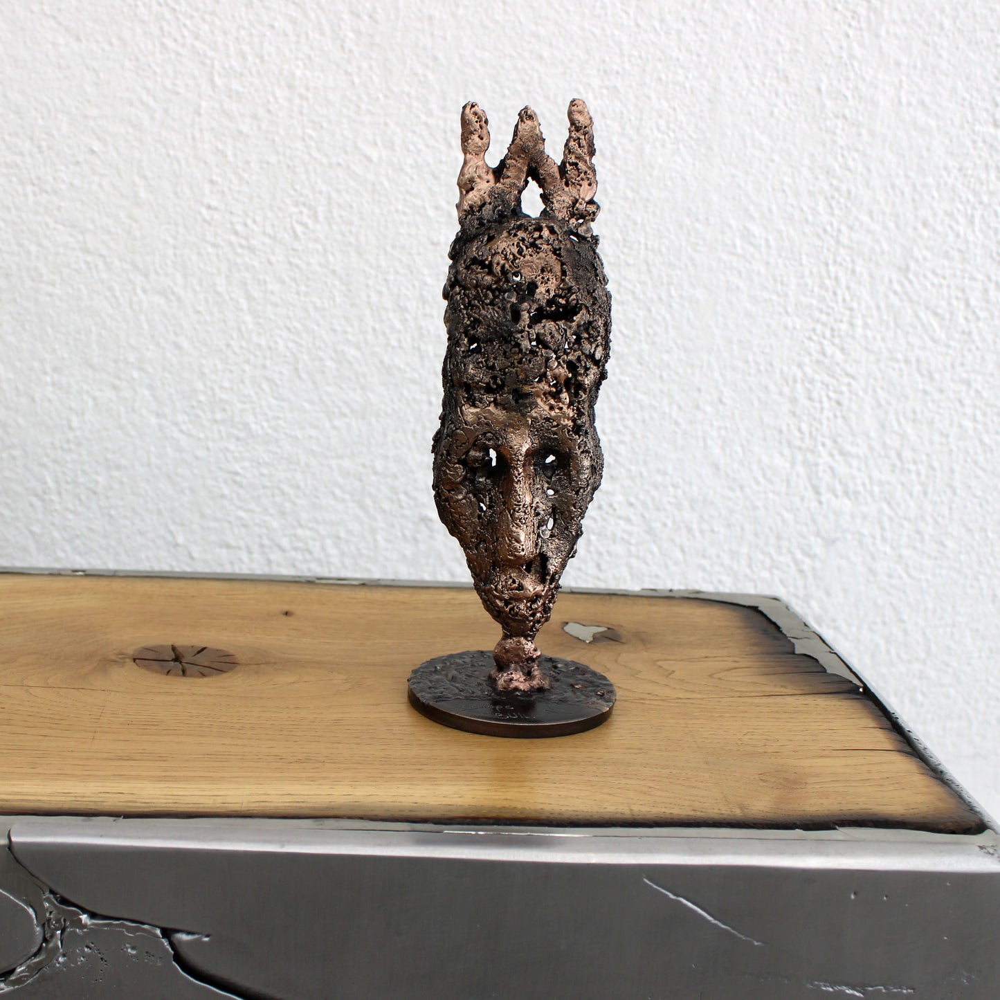 Masque Africain Jeudi 44-23- Sculpture metal série de 7 masques semainiers sénégal