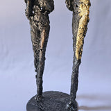 Duo de muses 65-23 - Sculpture femmes métal Bronze, Acier et feuilles or 24 carats