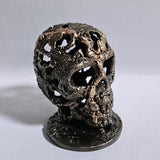 Crane 97-23 - Sculpture tete de mort metal dentelle acier et bronze