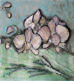 Tableau orchidée  - Sculpture murale tableau acier et encres - Buil