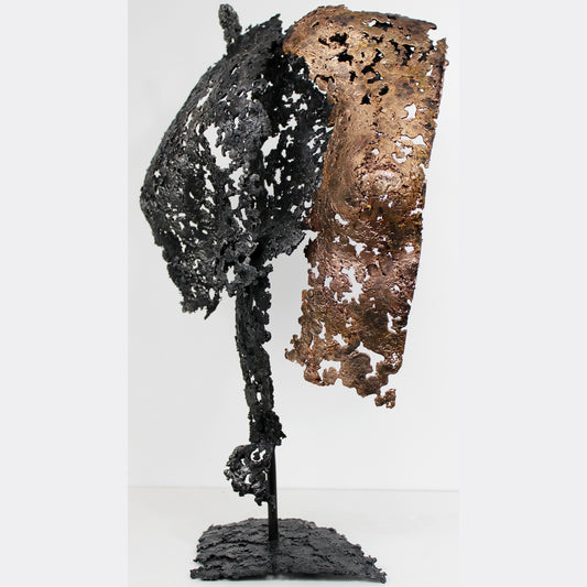 Connect - Dos à dos - Sculpture Bronze et Acier - Buil