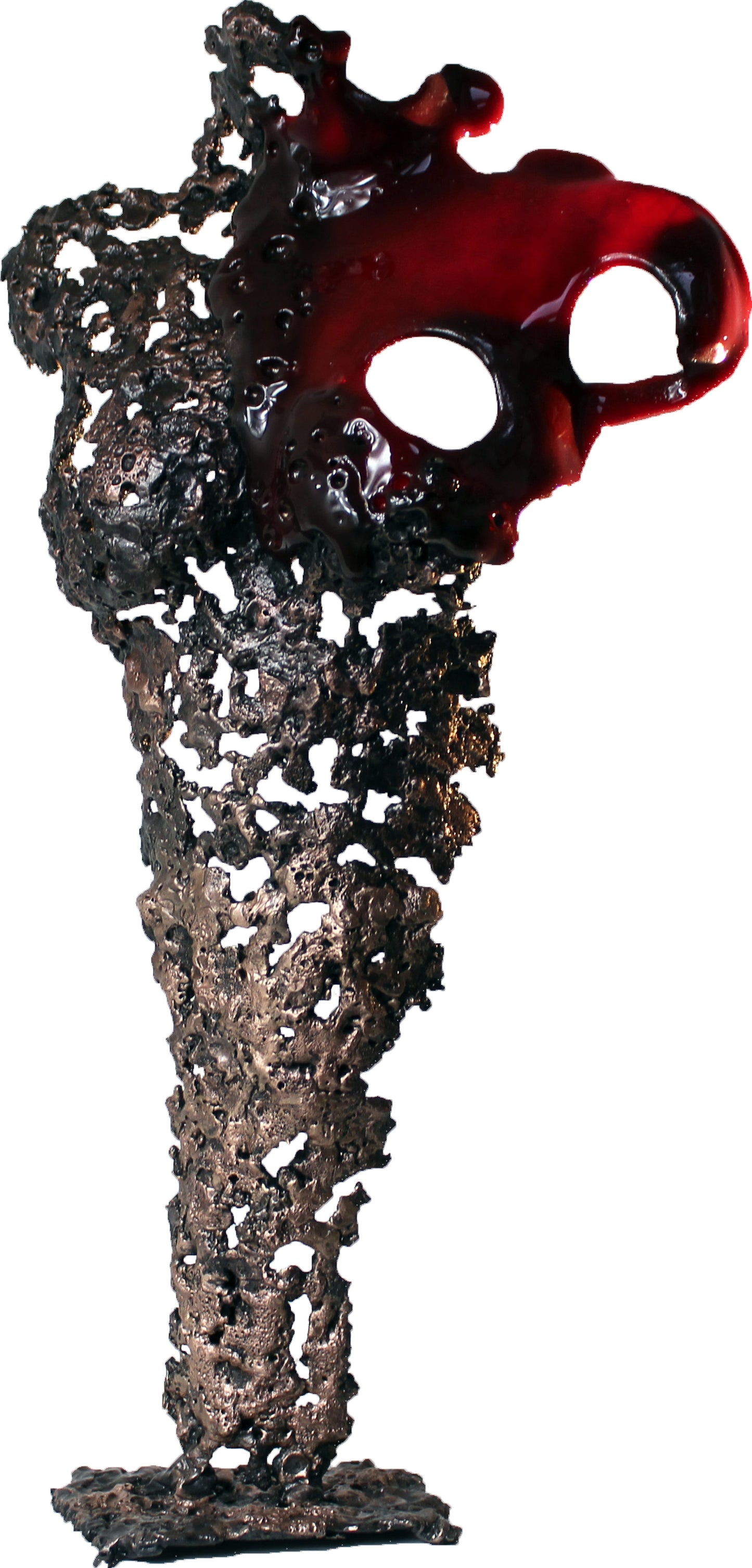 Pavarti Poppy - Sculpture corps de femme en dentelle Bronze, Acier et verre - Buil