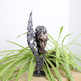 Flamme Rhinoceros 34-22 - Sculpture animal métal - tête rhinoceros sur flamme dentelle métal