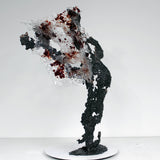 Belisama Rouge Carmin - Sculpture Buste femme dentelle Bronze Acier et verre - Buil