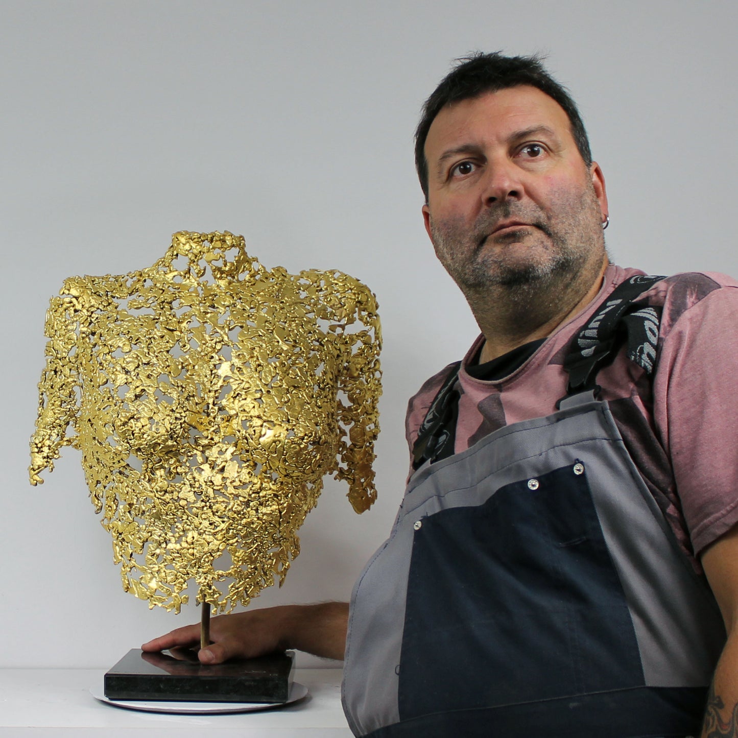 Belisama Golden Dawn - Sculpture buste femme dentelle bronze et Or - Buil