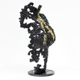 Pavarti Eclaircissement - Sculpture bustier femme dentelle métal acier noir et feuilles or 24 carats