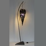 Lampadaire flamme - Luminaire flamme dentelle acier et feuille or - Buil