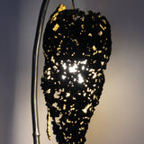 Lampadaire flamme - Luminaire flamme dentelle acier et feuille or - Buil