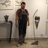 Flame floor lamp - Steel lace and gold leaf flame lamp