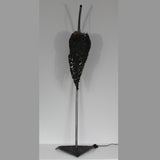 Lampadaire flamme - Luminaire flamme dentelle acier et feuille or - Buil