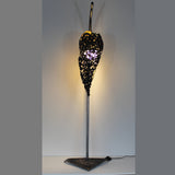Lampadaire flamme - Luminaire flamme dentelle acier et feuille or - Buil