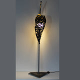 Lampadaire flamme - Luminaire flamme dentelle acier et feuille or - Buil