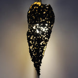 Lampadaire flamme - Luminaire flamme dentelle acier et feuille or - Buil