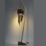 Lampadaire flamme - Luminaire flamme dentelle acier et feuille or - Buil