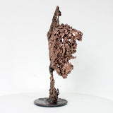 Montagne Yogi 89-22 - Sculpture dos en bronze sur dentelle acier et bronze