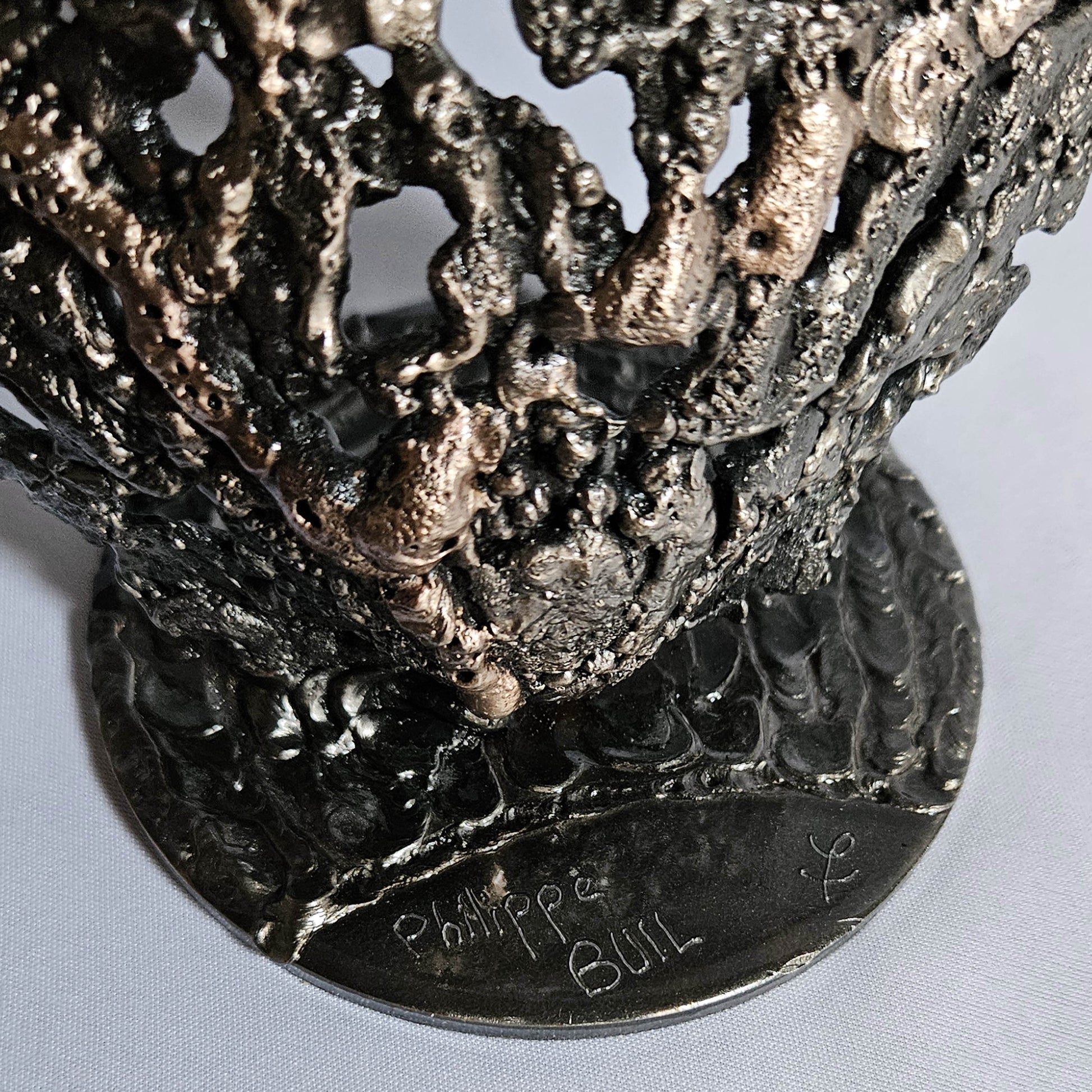 Coquilles Saint Jacques 10-24 - Sculpture 3 coquilles en dentelle bronze et acier