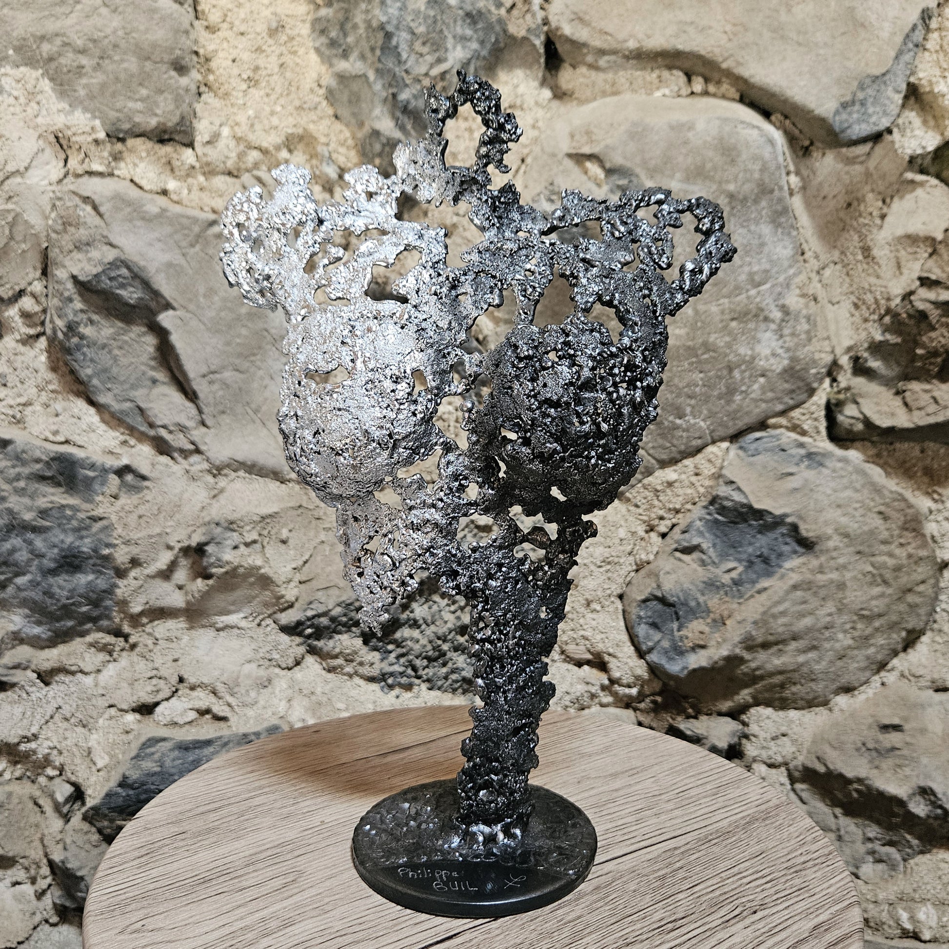 Pavarti Rose - Sculpture corps de femme dentelle métal acier et chrome