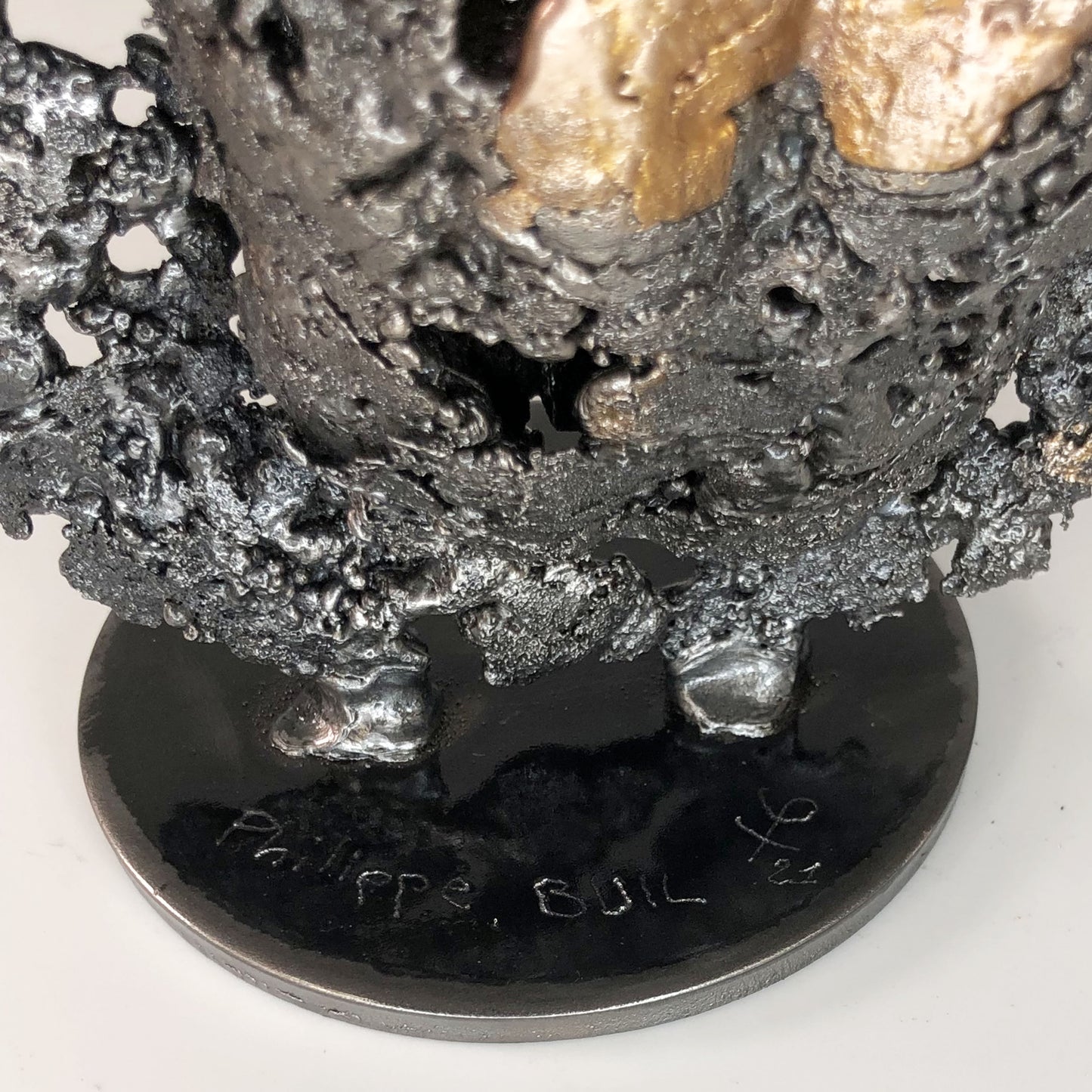 La montagne yogi 120-21 - Sculpture dos homme dentelle métal bronze acier