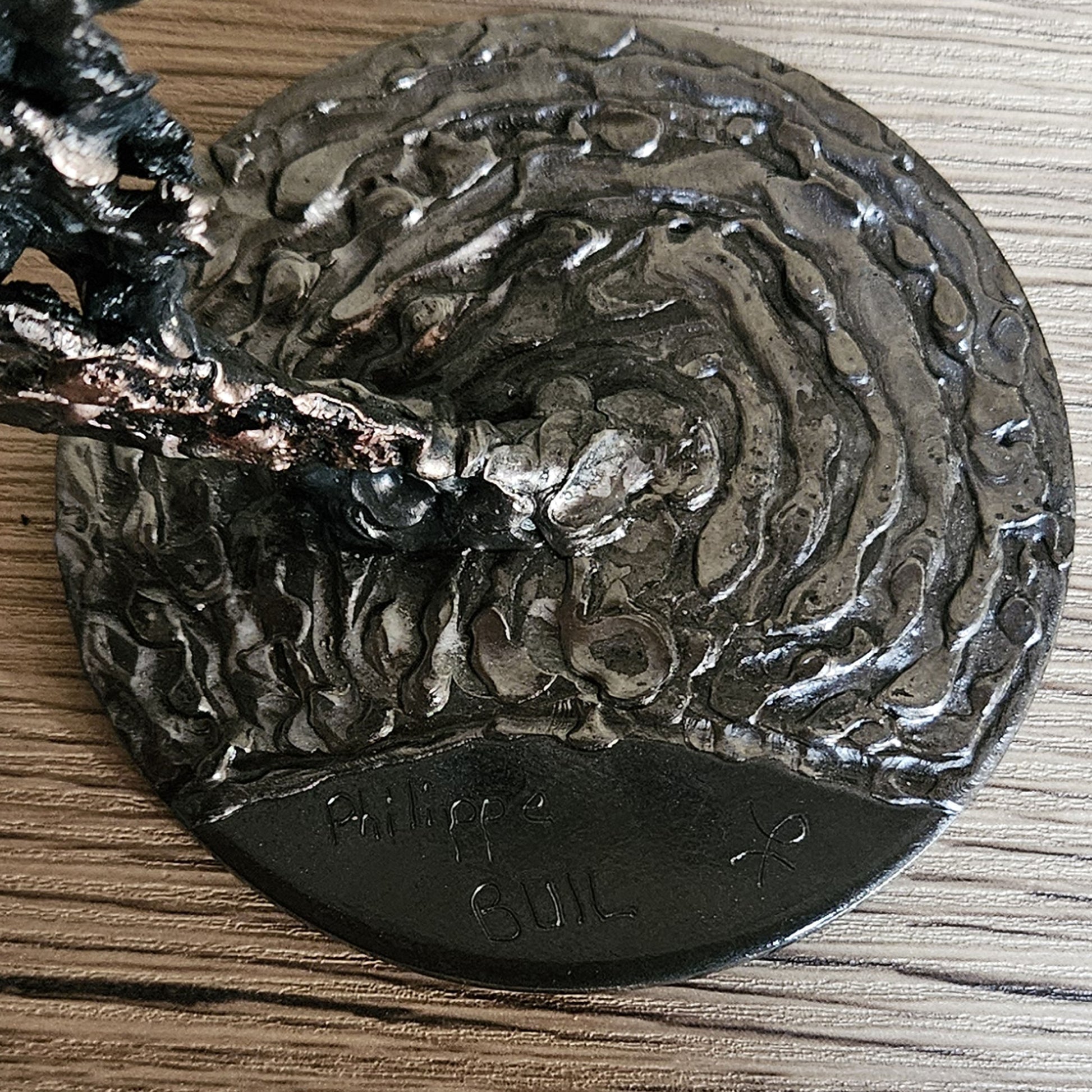 Jeu de Plume 13-24 - Sculpture abstraite dentelle metal acier et bronze