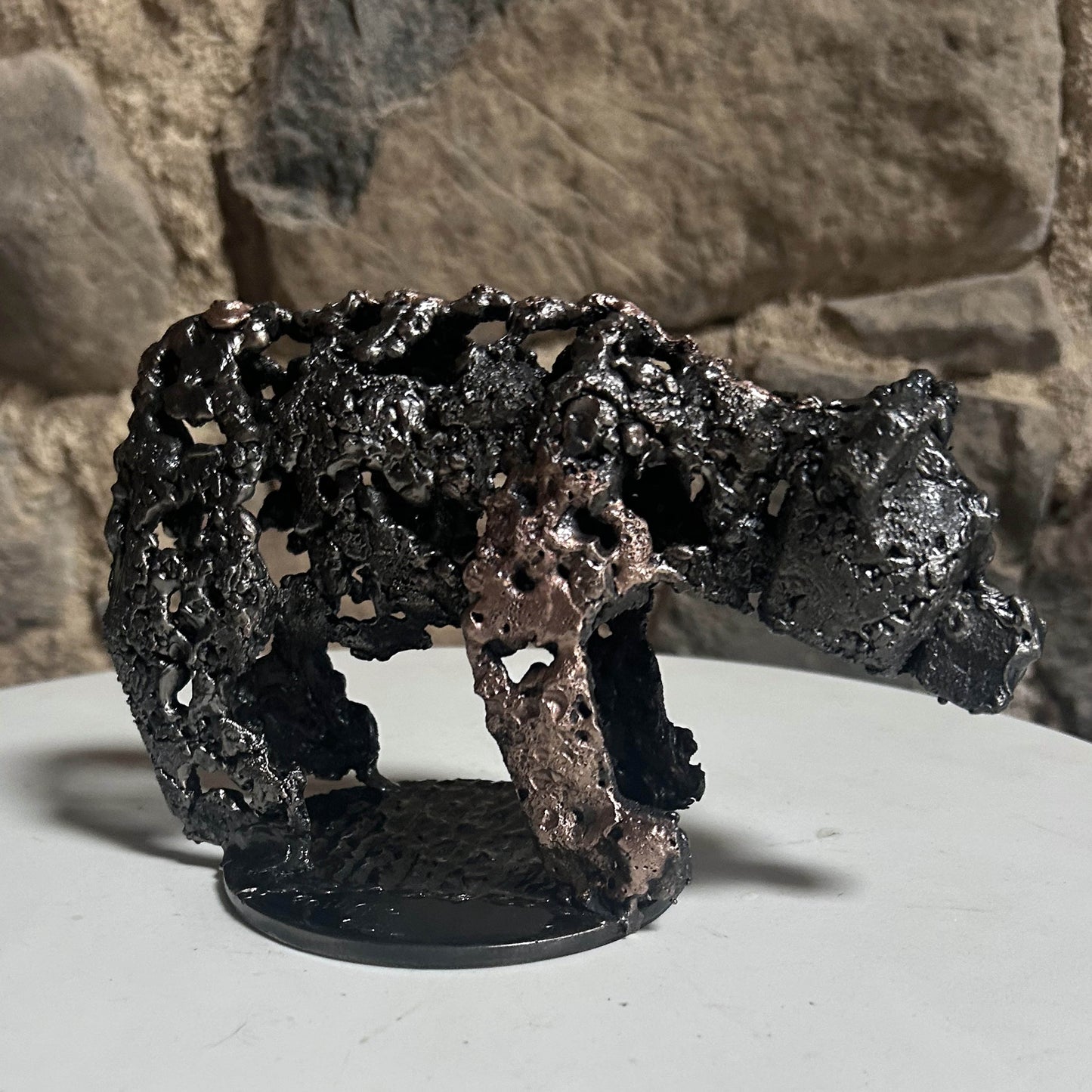 Sculpture ours en dentelle de métal acier et bronze – Philippe Buil