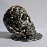 Crane 2-24 - Sculpture tete de mort metal dentelle acier et bronze