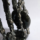 Labradorite 32-15 - Sculpture abstraite dentelle metal acier et pierre