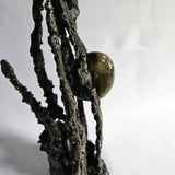 Labradorite 32-15 - Sculpture abstraite dentelle metal acier et pierre