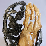 Une larme 35-24 - Sculpture visage dentelle métal et bois