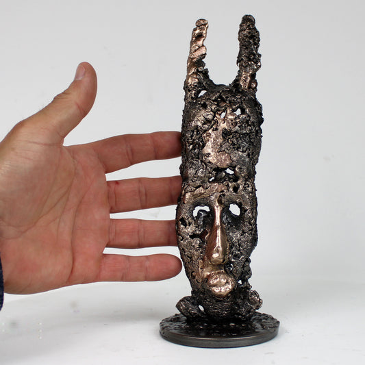 Masque Africain Dimanche 47-23- Sculpture metal série de 7 masques semainiers sénégal