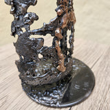 Bouteille champagne 63-23 - Sculpture dentelle metal acier bronze