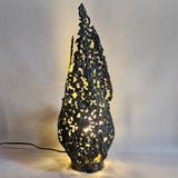 Lampe flamme 19-77 - Sculpture luminaire - Flamme en dentelle d'acier et feuilles or 24 carats