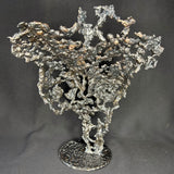 Sculpture buste de femme en dentelle de métal bicolore bronze et acier, série Parvati par Philippe Buil, échelle 1/3, effet drapé métallique - vue de dos