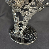 Sculpture buste de femme en dentelle de métal bicolore bronze et acier, série Parvati par Philippe Buil, échelle 1/3, effet drapé métallique - socle et signature