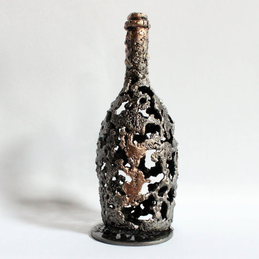 Bouteille Champagne Ruinart 99-23 - Sculpture dentelle métal acier et bronze