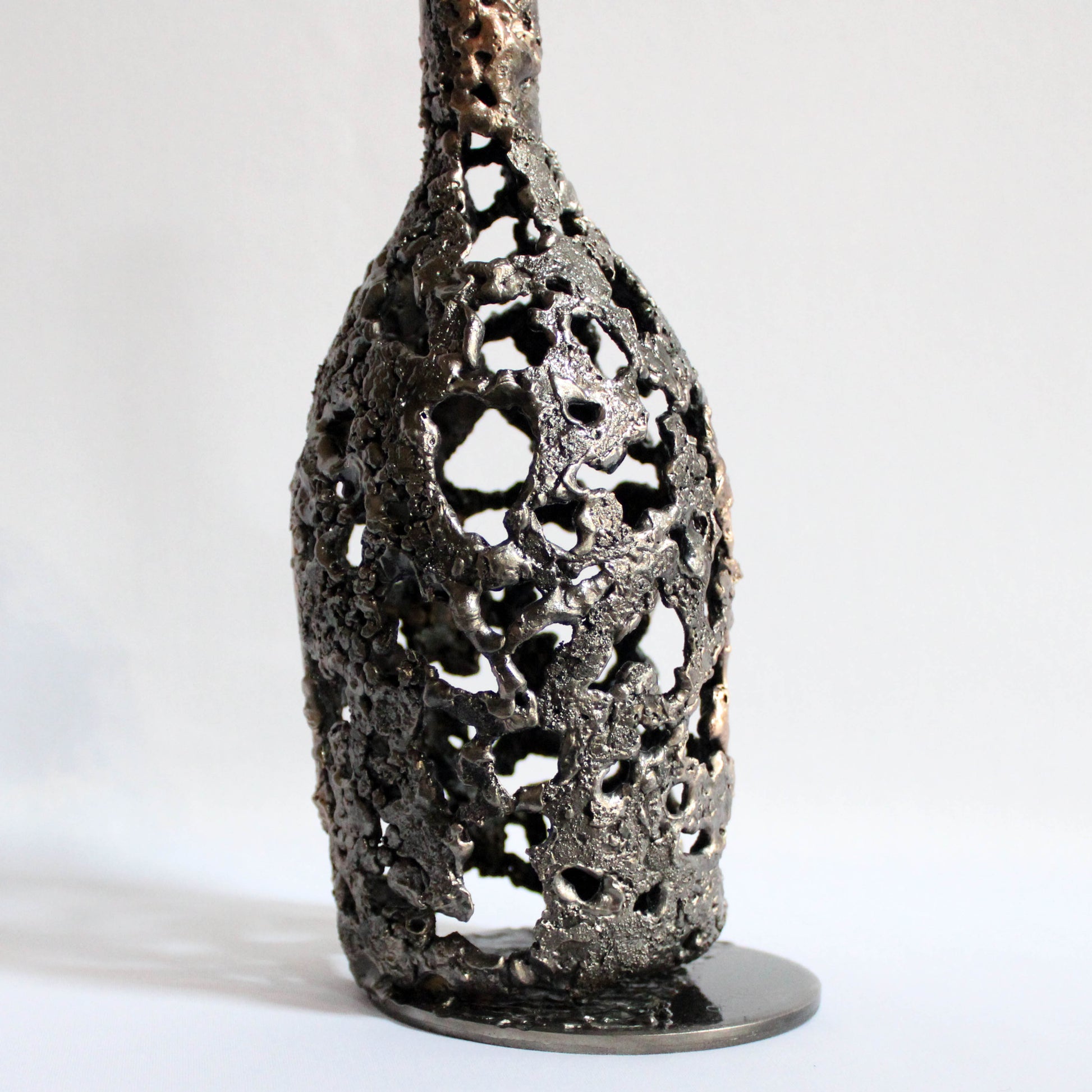 Bouteille Champagne Ruinart 99-23 - Sculpture dentelle métal acier et bronze