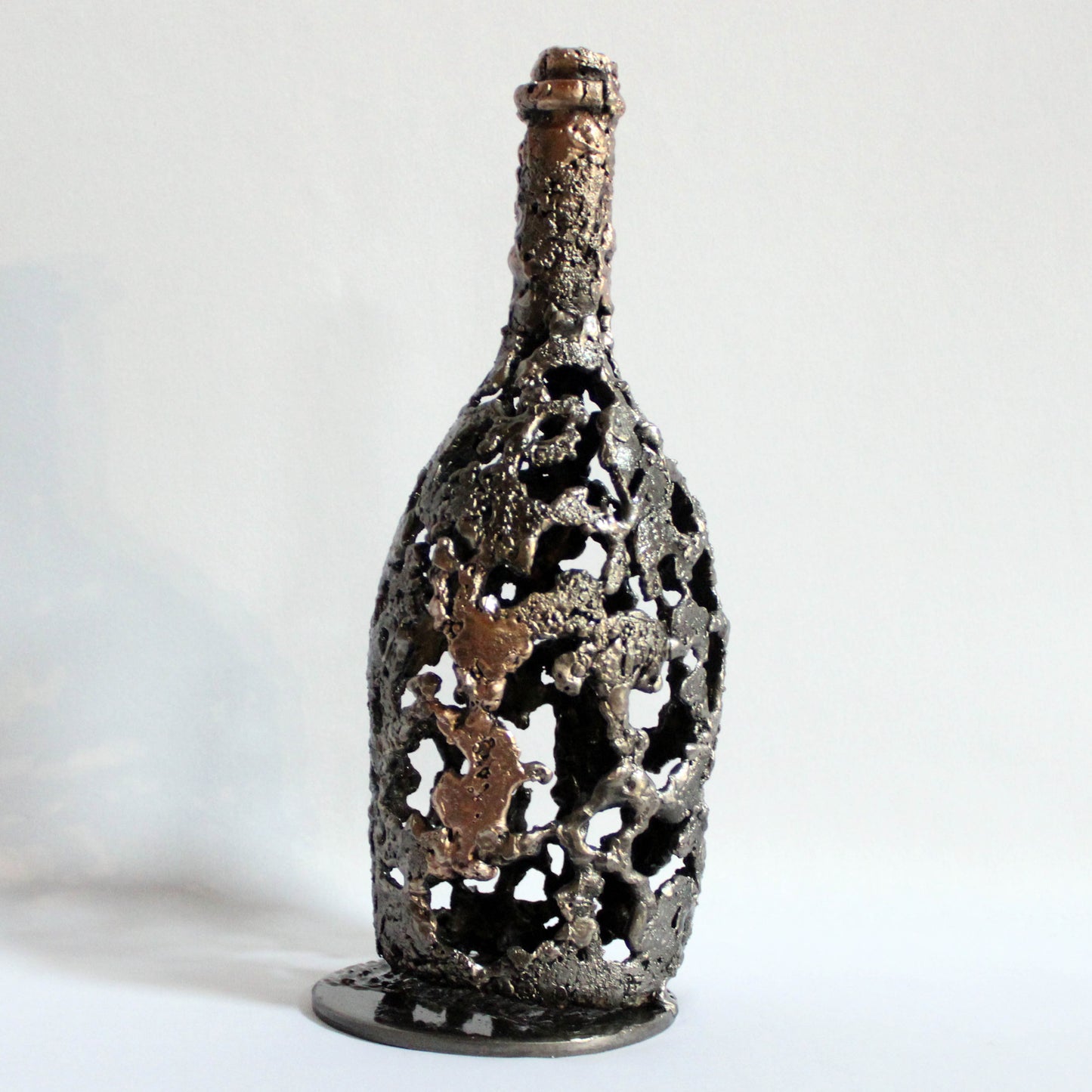 Bouteille Champagne Ruinart 99-23 - Sculpture dentelle métal acier et bronze