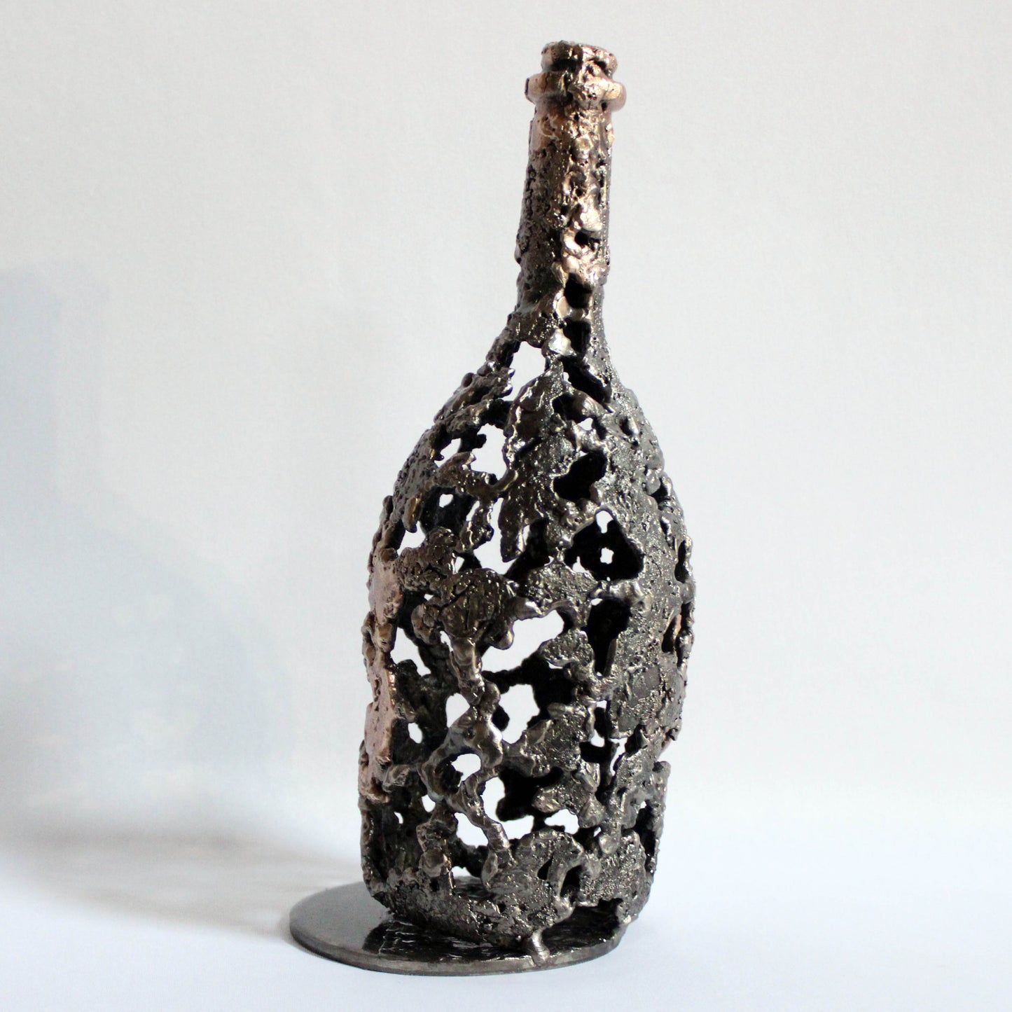 Bouteille Champagne Ruinart 99-23 - Sculpture dentelle métal acier et bronze