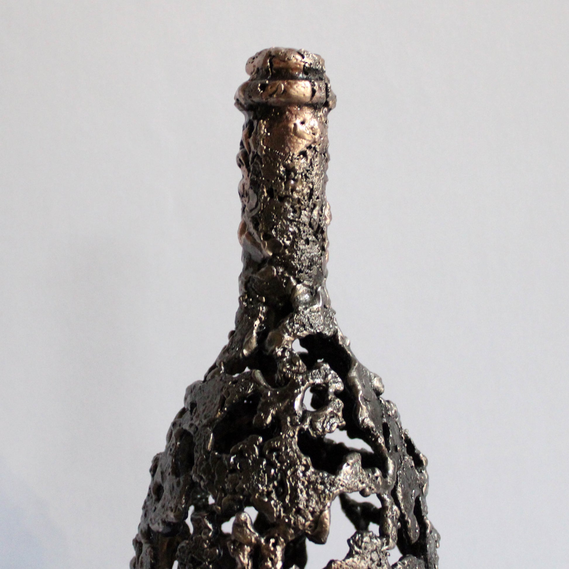 Bouteille Champagne Ruinart 99-23 - Sculpture dentelle métal acier et bronze