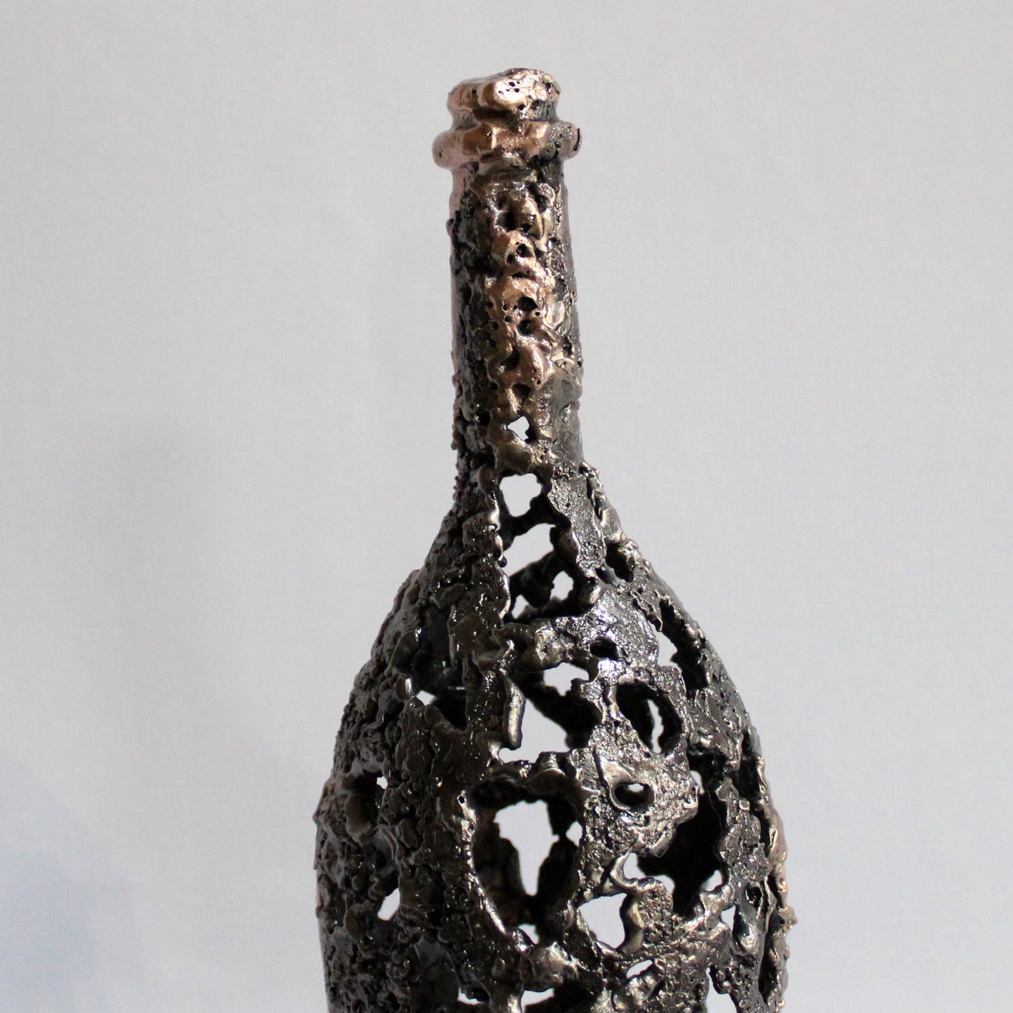 Bouteille Champagne Ruinart 99-23 - Sculpture dentelle métal acier et bronze