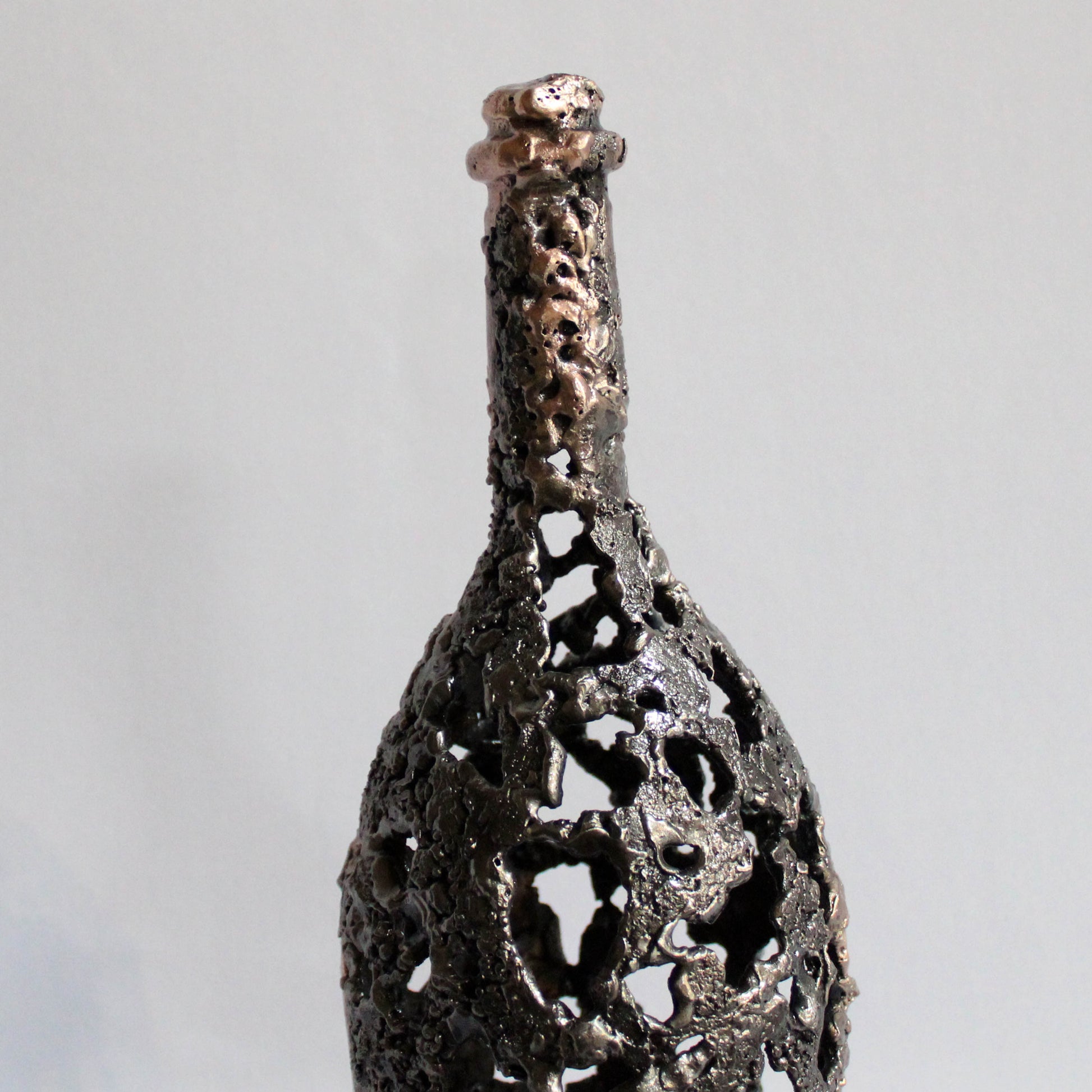 Bouteille Champagne Ruinart 99-23 - Sculpture dentelle métal acier et bronze