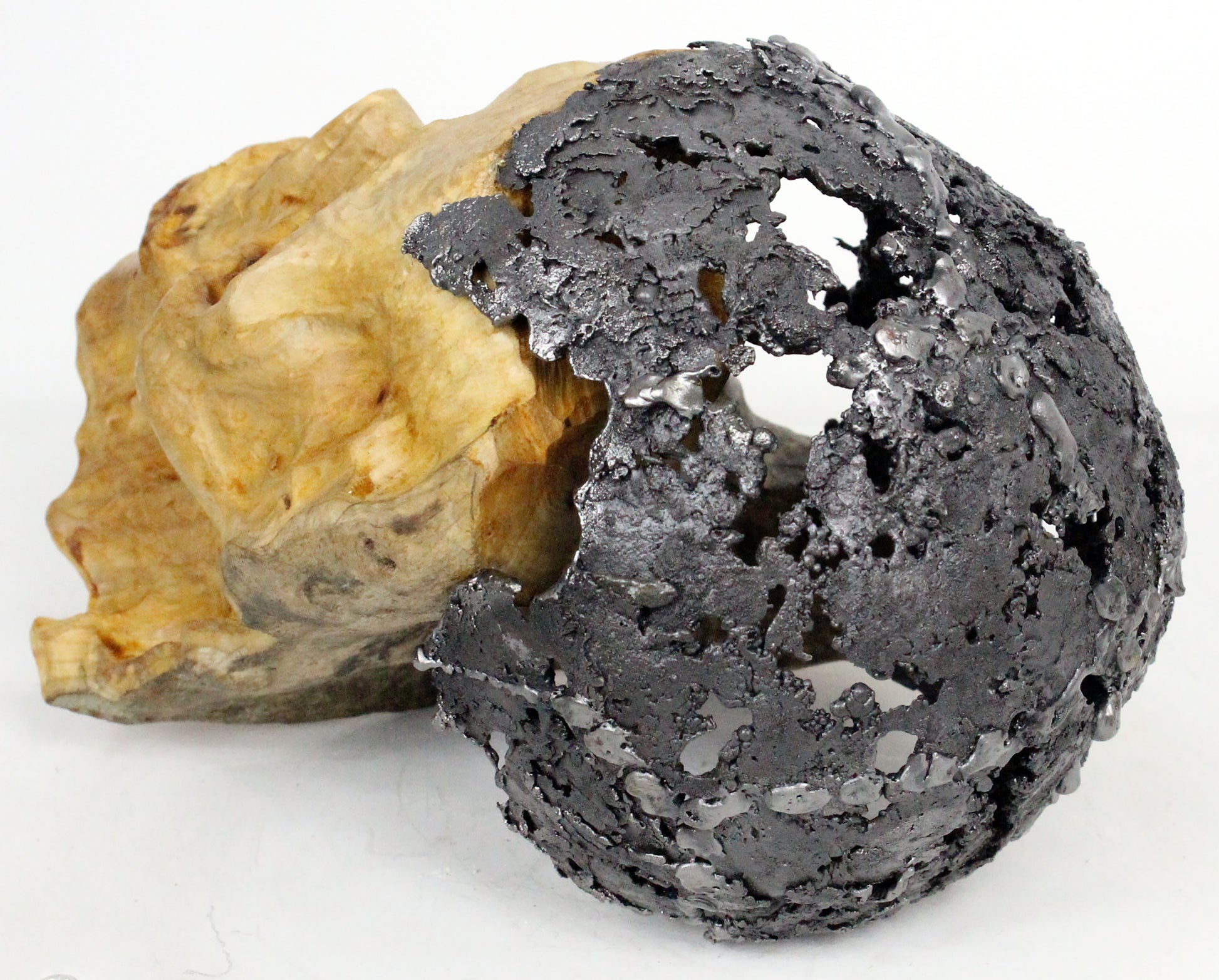 Fouque Wittig - Sculpture vanité gouttes acier et bois - Buil