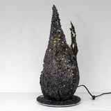 Лампа пламени II - Световая скульптура - Пламя из стального кружева и сусального золота 24 карата