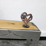 Cœur sur cœur 22-23 - Sculpture cœurs dentelle métal bronze et acier