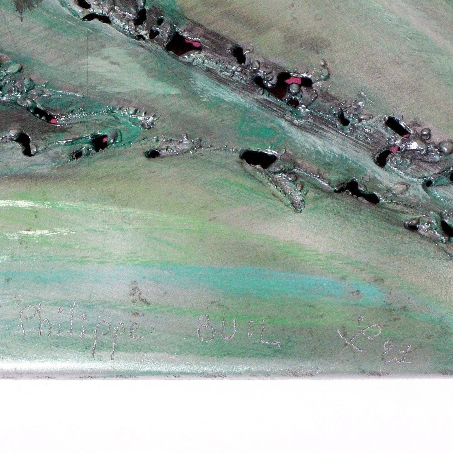 Tableau orchidée  - Sculpture murale tableau acier et encres - Buil