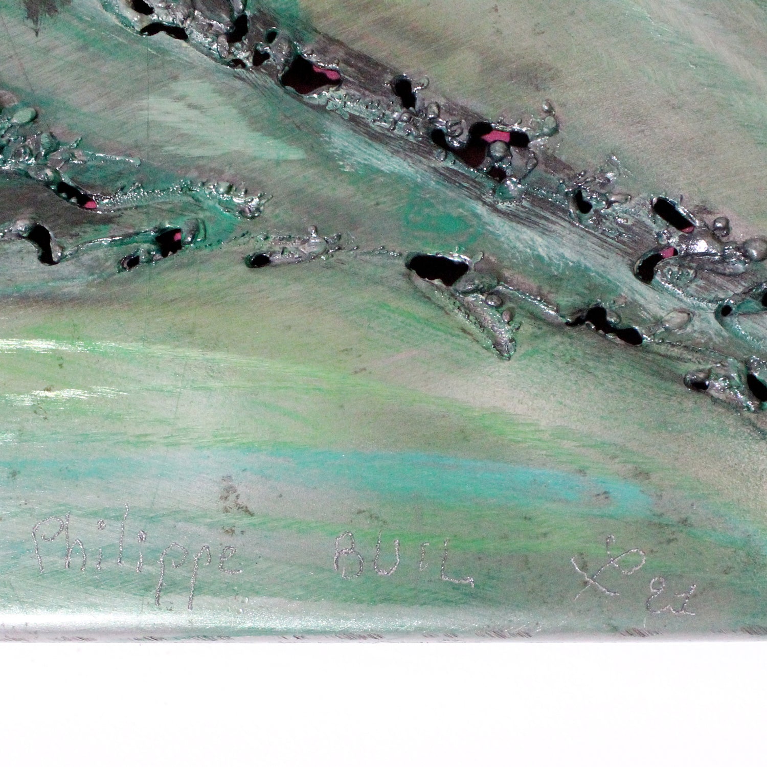 Tableau orchidée  - Sculpture murale tableau acier et encres - Buil