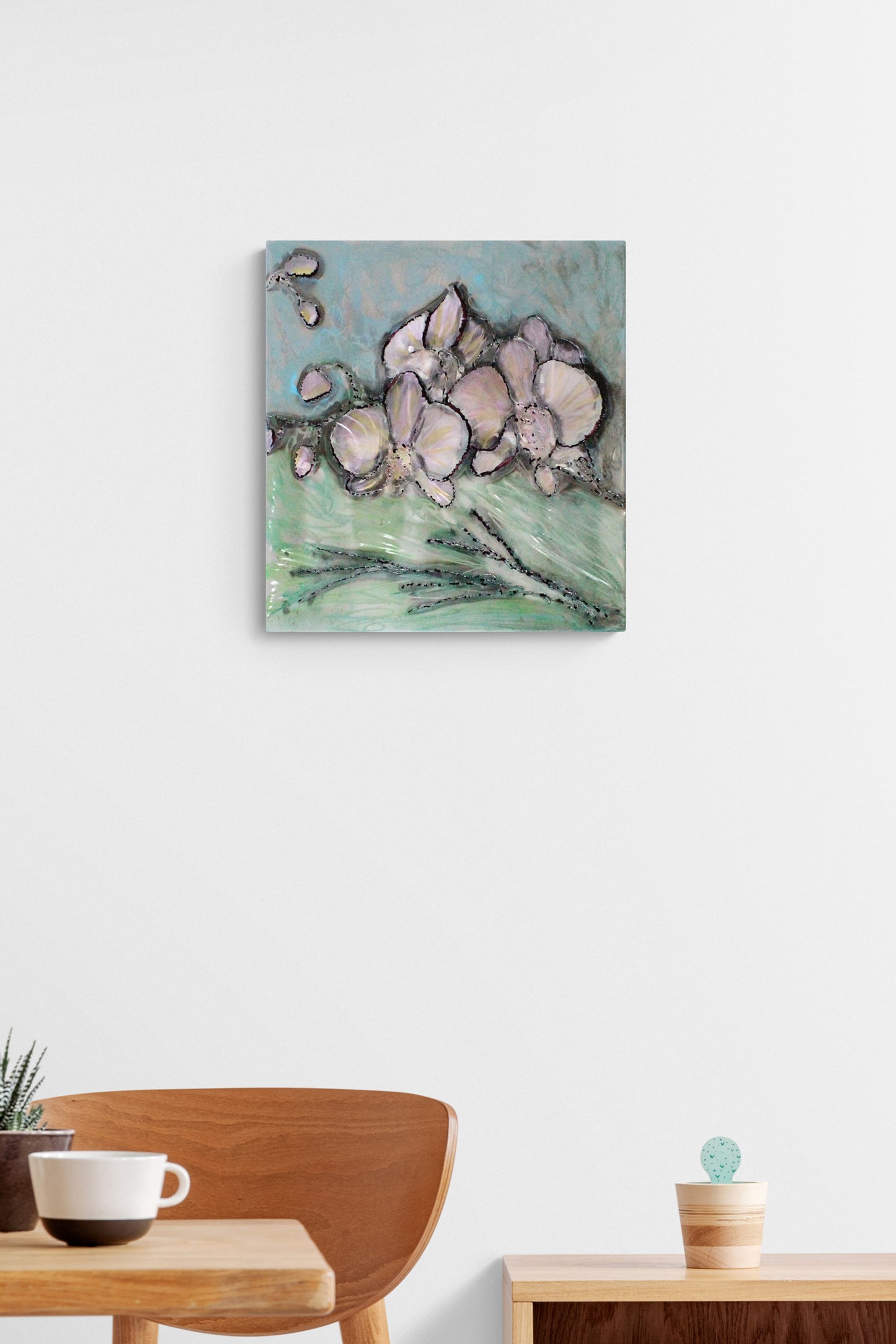 兰花画-钢水墨画墙雕